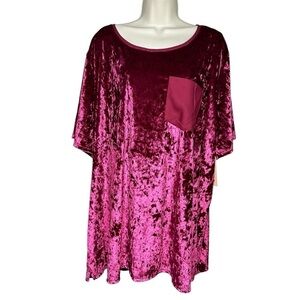 Evri Crushed Velvet Women’s‎ Plus Size Short Sleeve Cocktail Top Size 3X